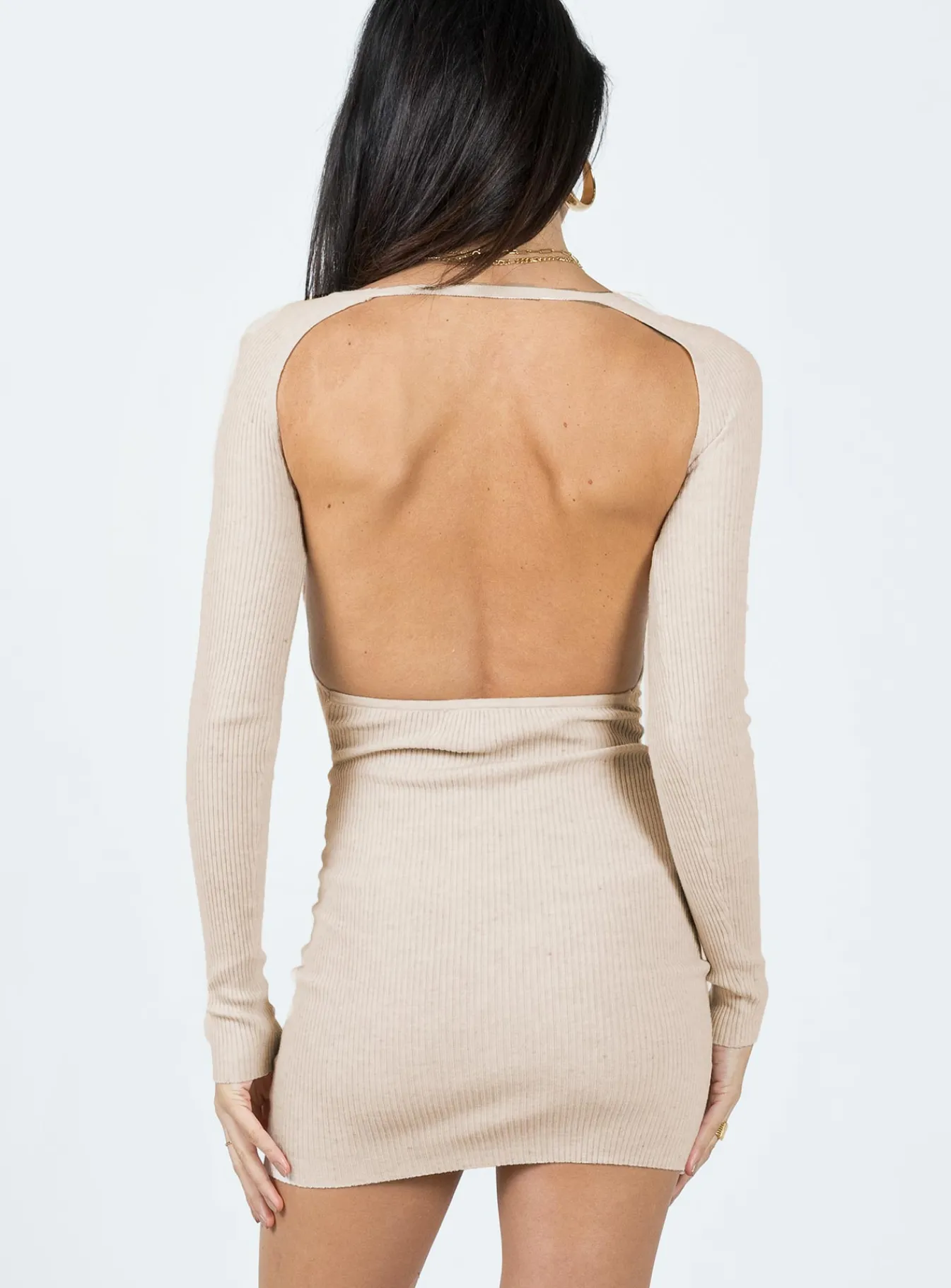 Princess Polly Neruda Knit Mini Dress Beige Cheap