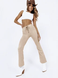 Princess Polly Nettie Pants  Beige Cheap