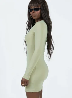 Princess Polly Neve Long Sleeve Mini Dress  Khaki Store