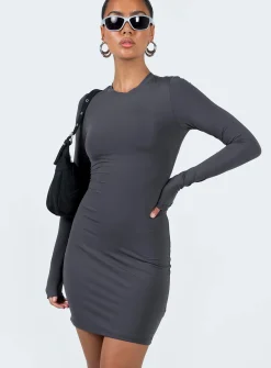 Princess Polly Neve Long Sleeve Mini Dress  Slate Hot