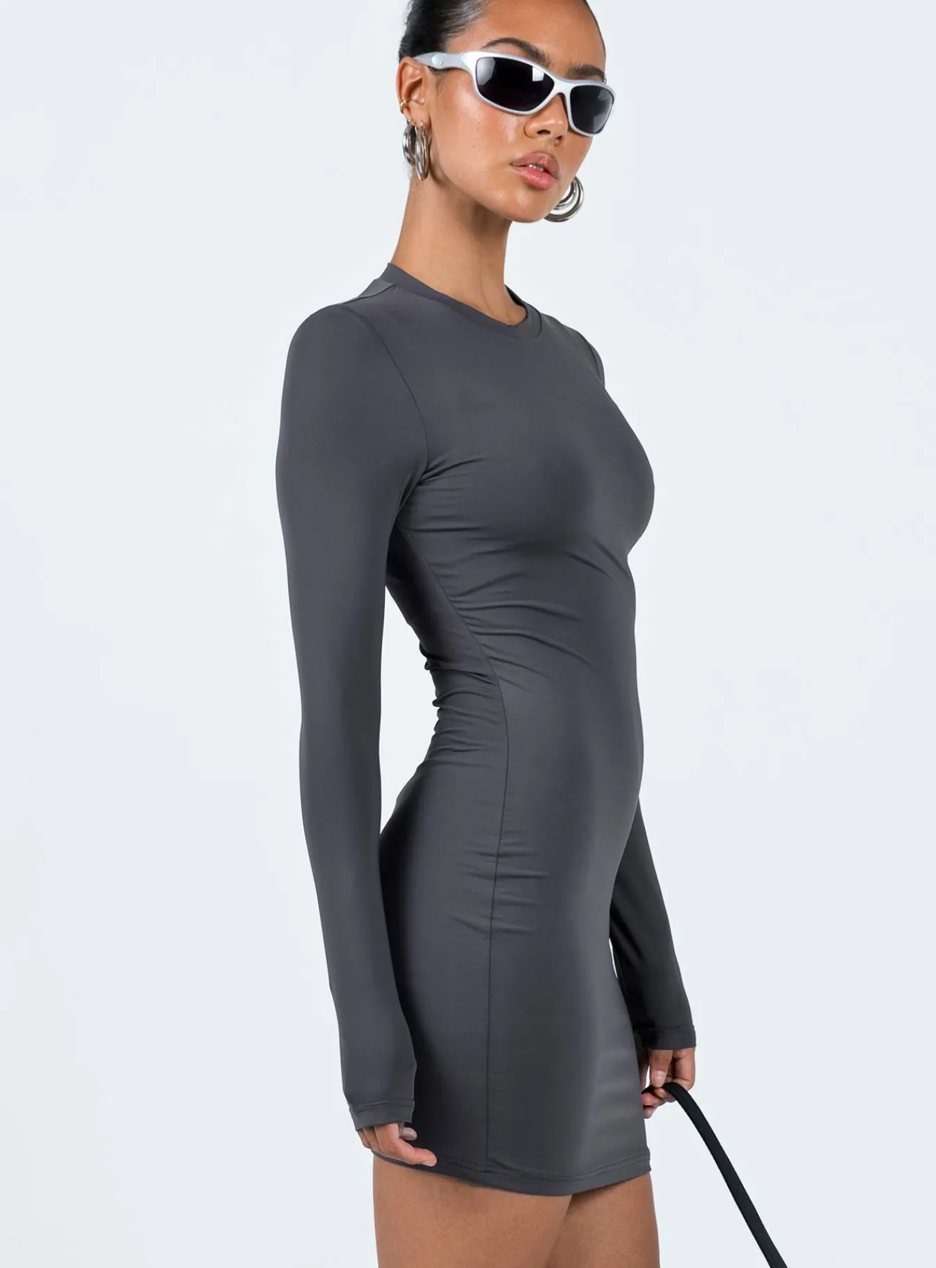 Princess Polly Neve Long Sleeve Mini Dress Slate Hot