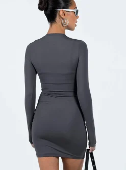 Princess Polly Neve Long Sleeve Mini Dress Slate Hot