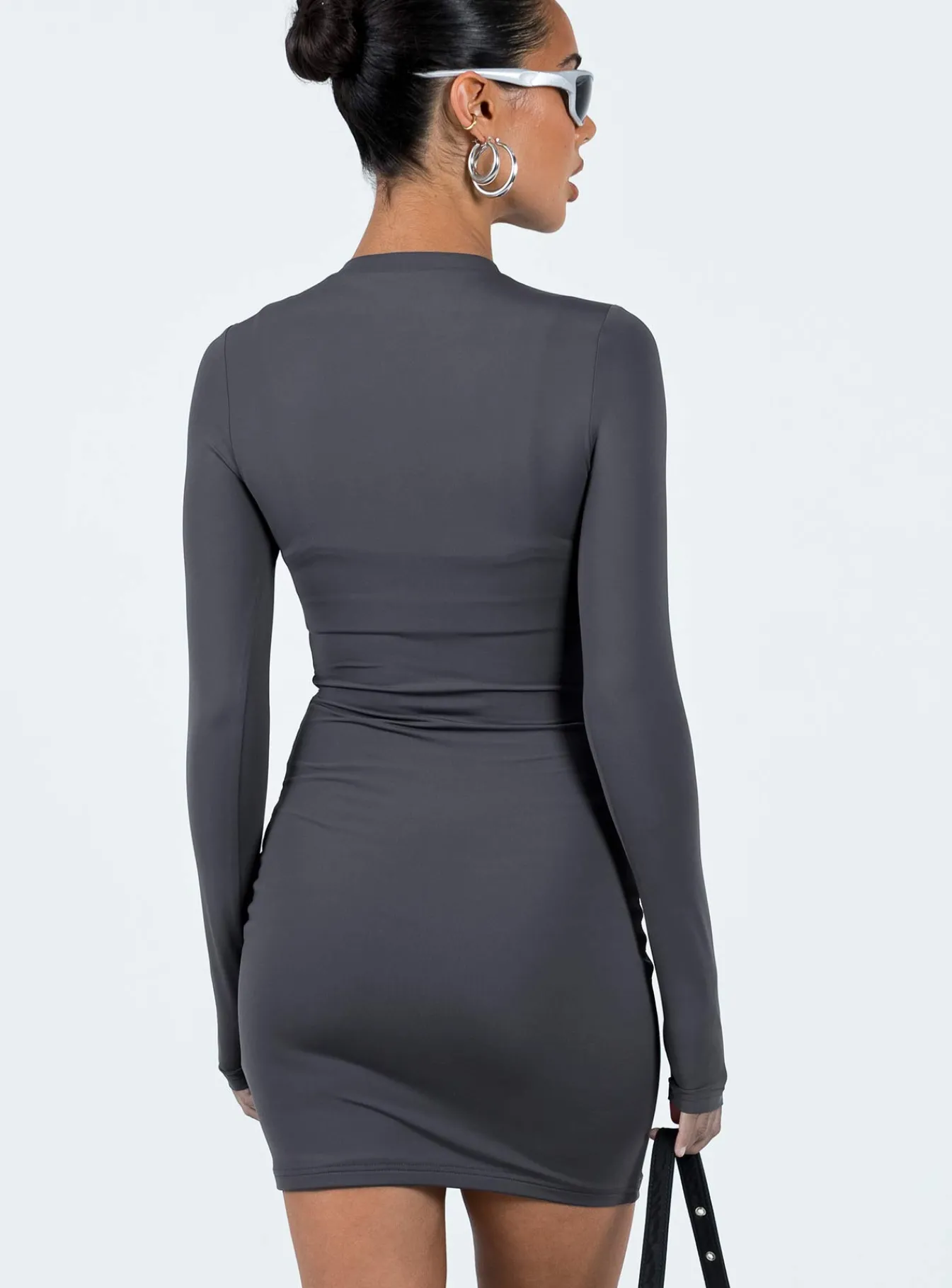 Princess Polly Neve Long Sleeve Mini Dress Slate Hot