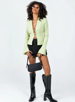 Princess Polly Nial Long Sleeve Top  Green Clearance