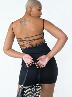 Princess Polly Nica Eco Nylon Mini Dress Black Cheap