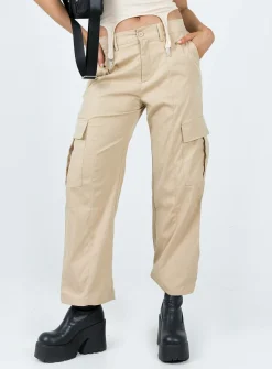 Princess Polly Nichols Cargo Pants  Beige Cheap