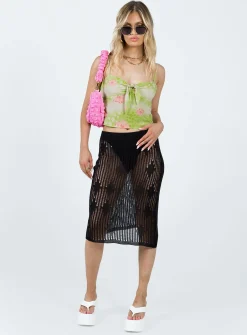 Princess Polly Nickson Midi Skirt  Black Clearance