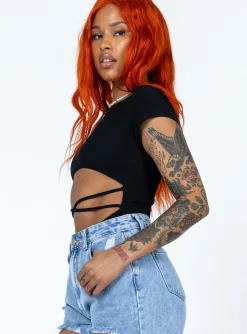 Princess Polly Nicola Bodysuit  Black Flash Sale