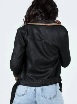 Princess Polly Night Ride Pu Biker Jacket   Black / Brown Store