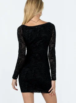 Princess Polly Nikolas Long Sleeve Mini Dress Black Cheap