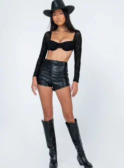 Princess Polly Nikolas Long Sleeve Top Black Flash Sale