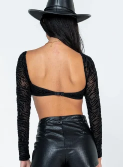 Princess Polly Nikolas Long Sleeve Top Black Flash Sale