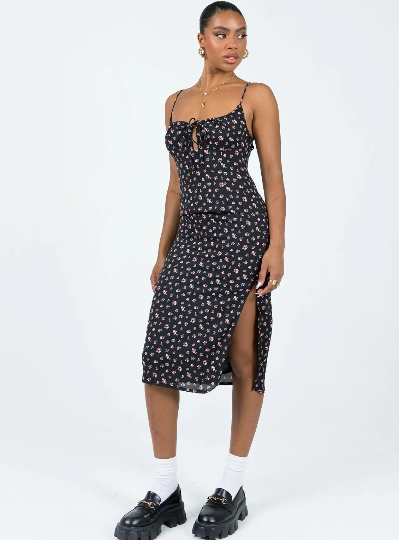 Princess Polly Noda Midi Dress Black / Floral Cheap