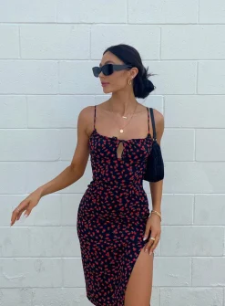 Princess Polly Noda Midi Dress Black/Red Best Sale