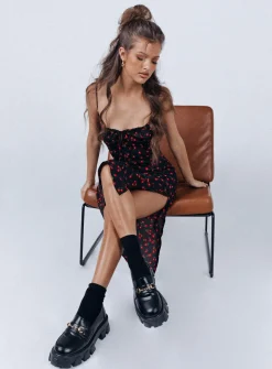 Princess Polly Noda Midi Dress Black/Red Best Sale