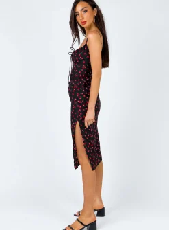 Princess Polly Noda Midi Dress Black/Red Best Sale