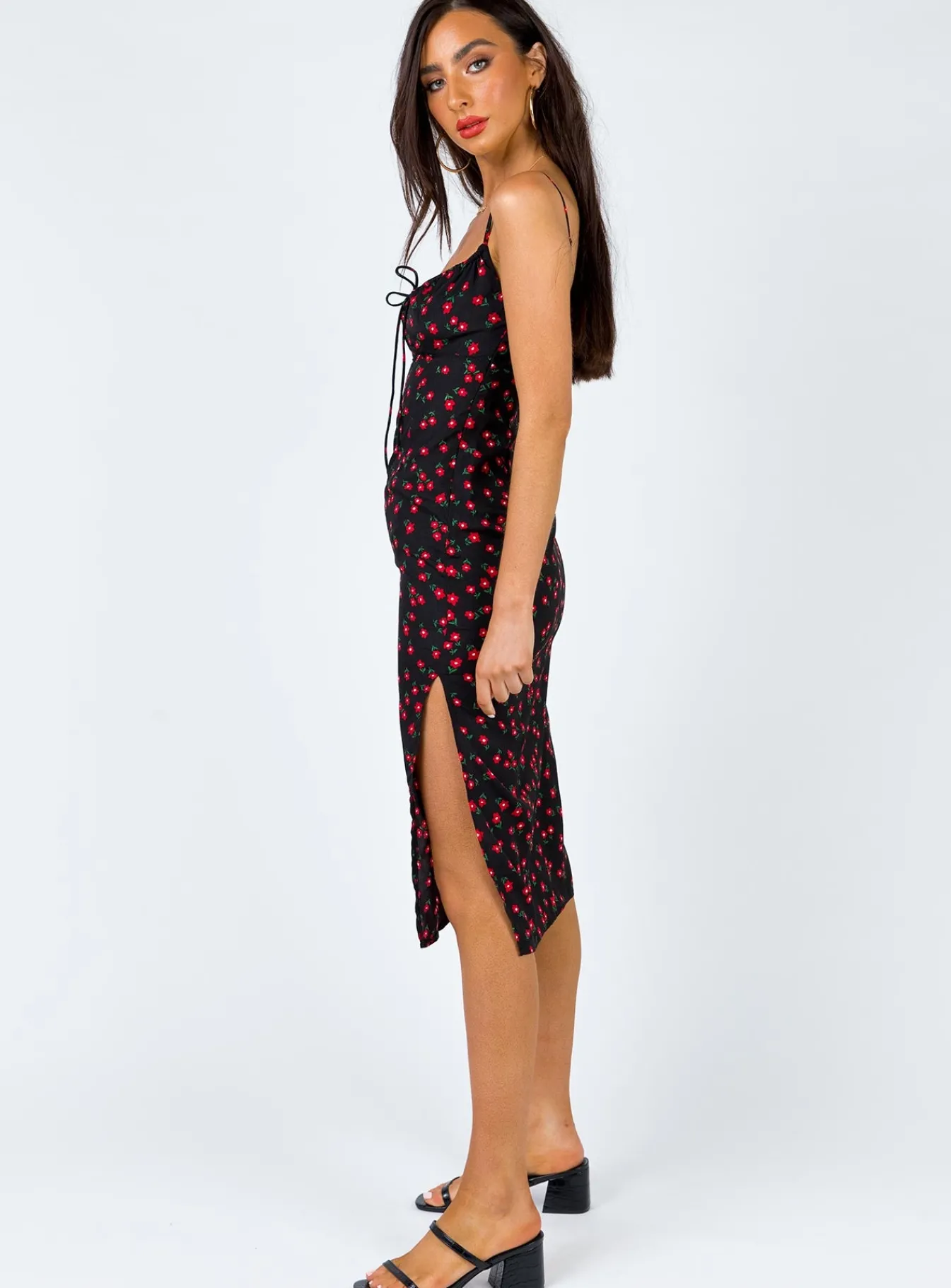 Princess Polly Noda Midi Dress Black/Red Best Sale
