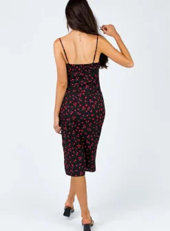 Princess Polly Noda Midi Dress Black/Red Best Sale
