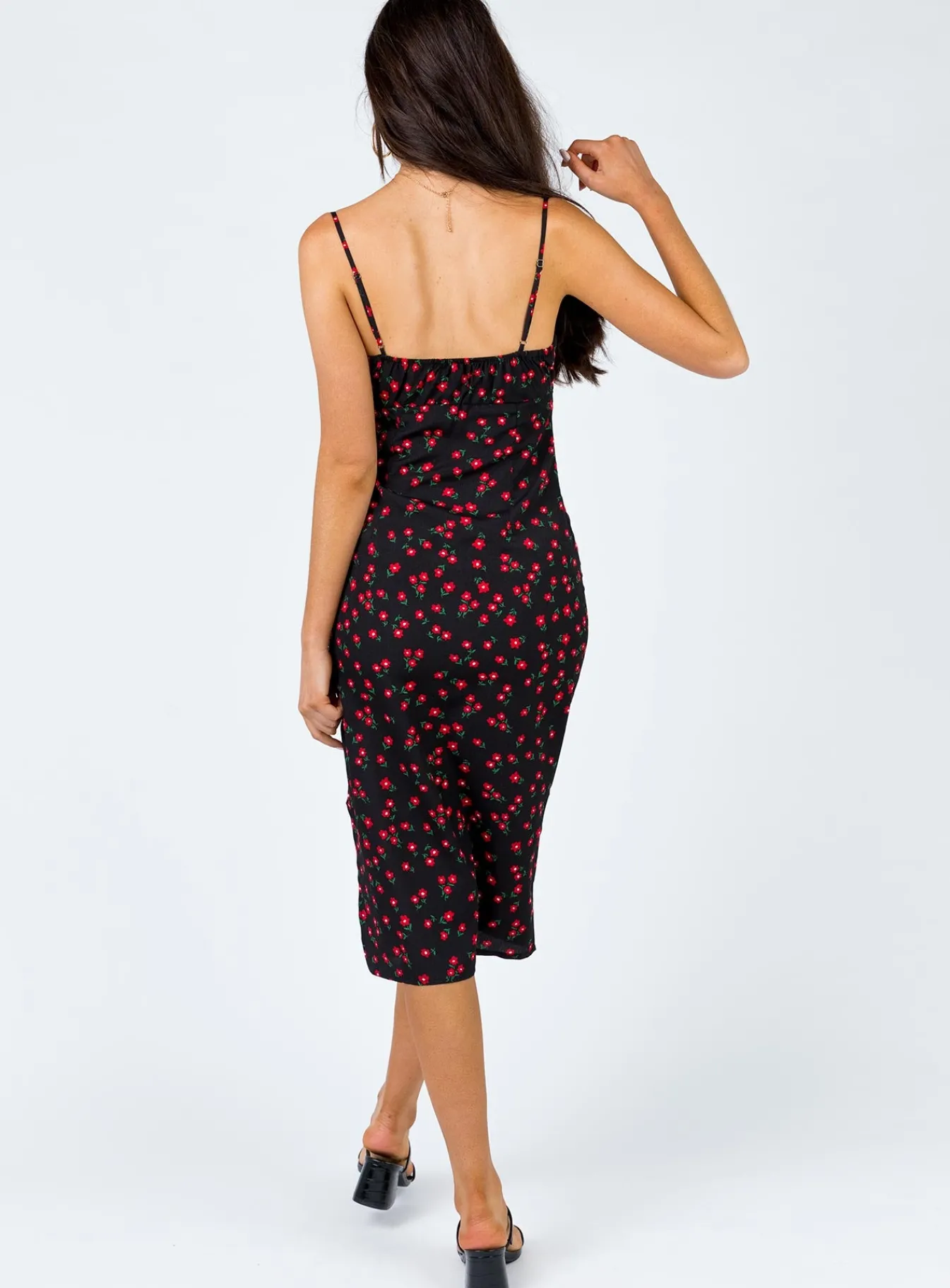 Princess Polly Noda Midi Dress Black/Red Best Sale