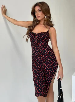 Princess Polly Noda Midi Dress Petite   Black/Red Best