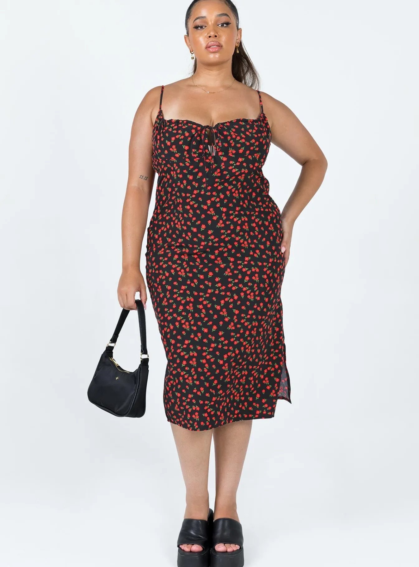 Princess Polly Noda Midi Dresscurve Black Fashion