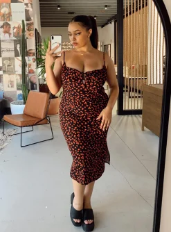 Princess Polly Noda Midi Dresscurve Black Fashion