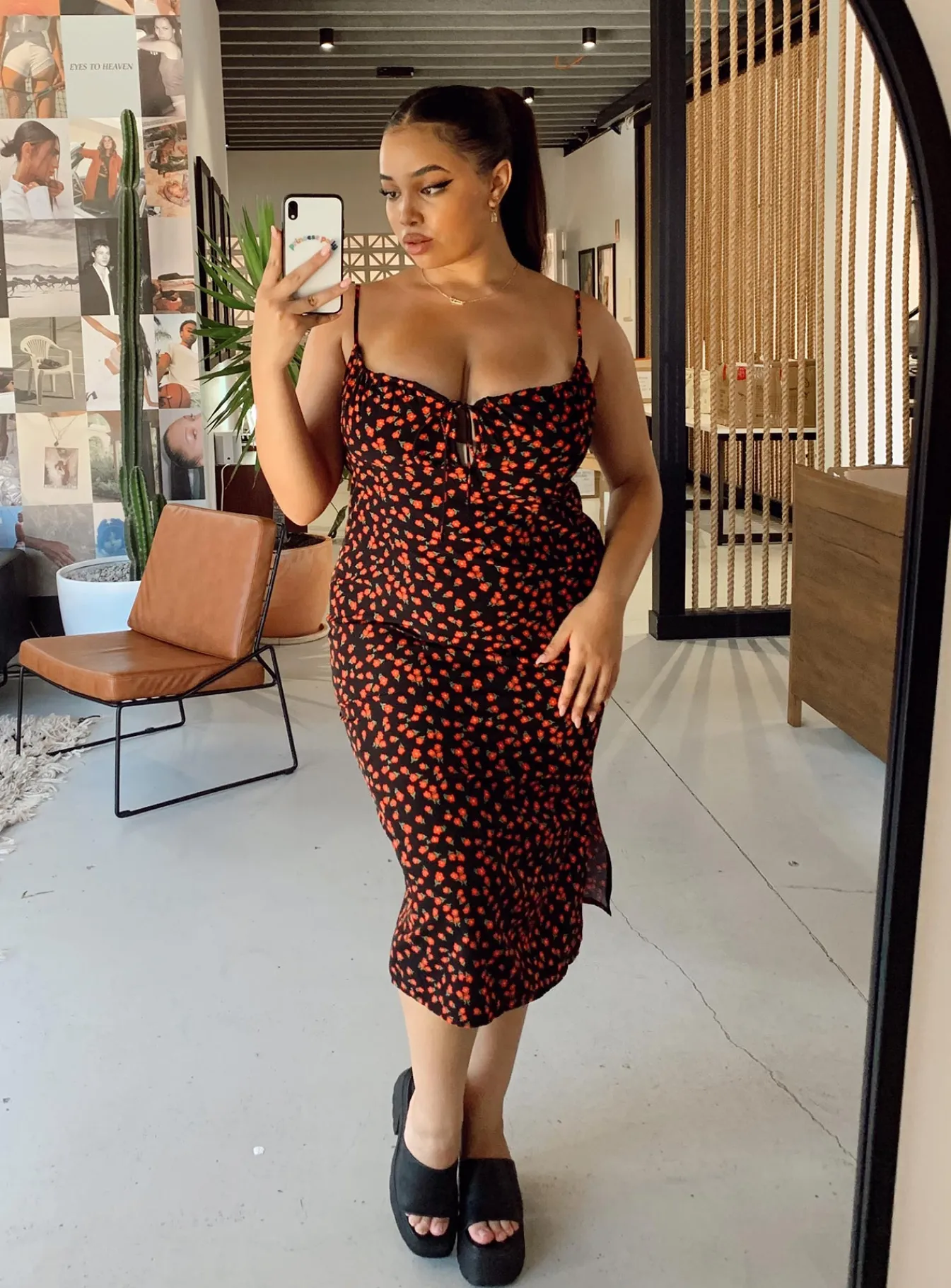 Princess Polly Noda Midi Dresscurve Black Fashion