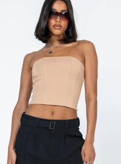 Princess Polly Noela Top  Beige Cheap