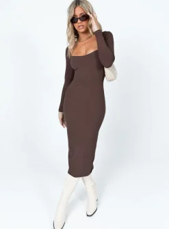 Princess Polly Nolan Midi Dress  Brown Discount