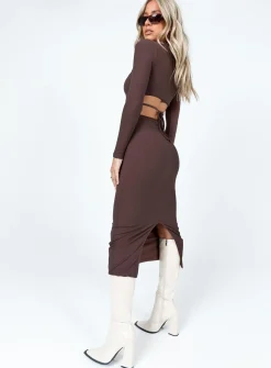 Princess Polly Nolan Midi Dress  Brown Discount