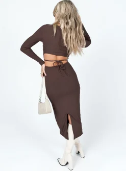 Princess Polly Nolan Midi Dress  Brown Discount