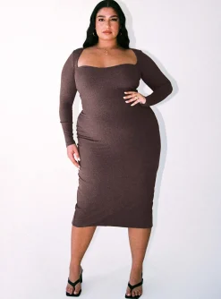 Princess Polly Nolan Midi Dresscurve   Brown Fashion