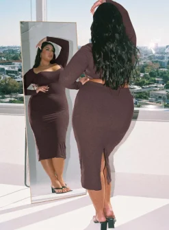 Princess Polly Nolan Midi Dresscurve   Brown Fashion