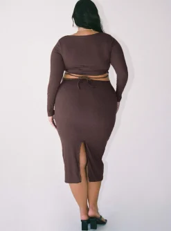 Princess Polly Nolan Midi Dresscurve   Brown Fashion