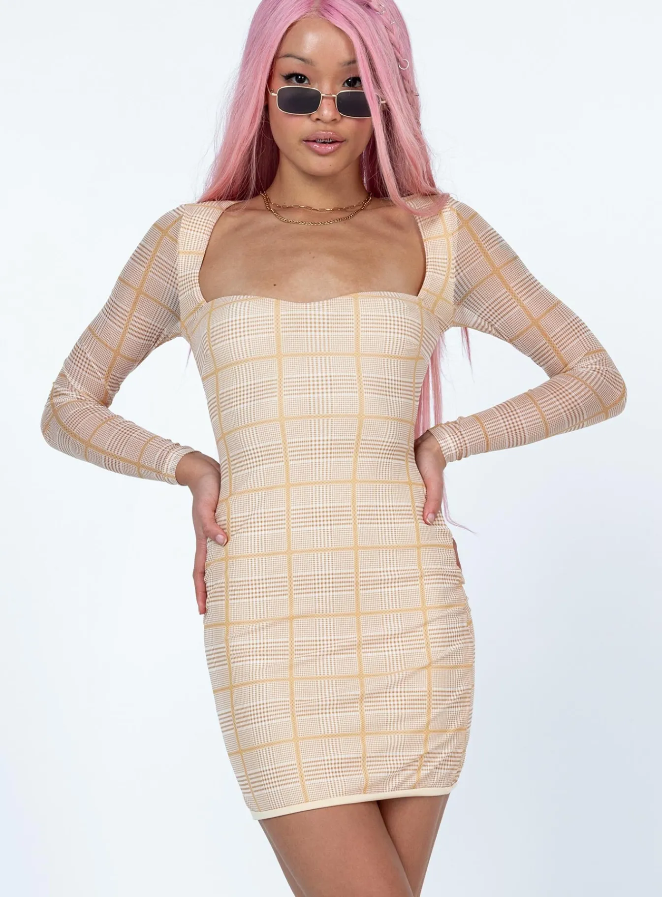 Princess Polly Nolan Mini Dress Beige Best Sale