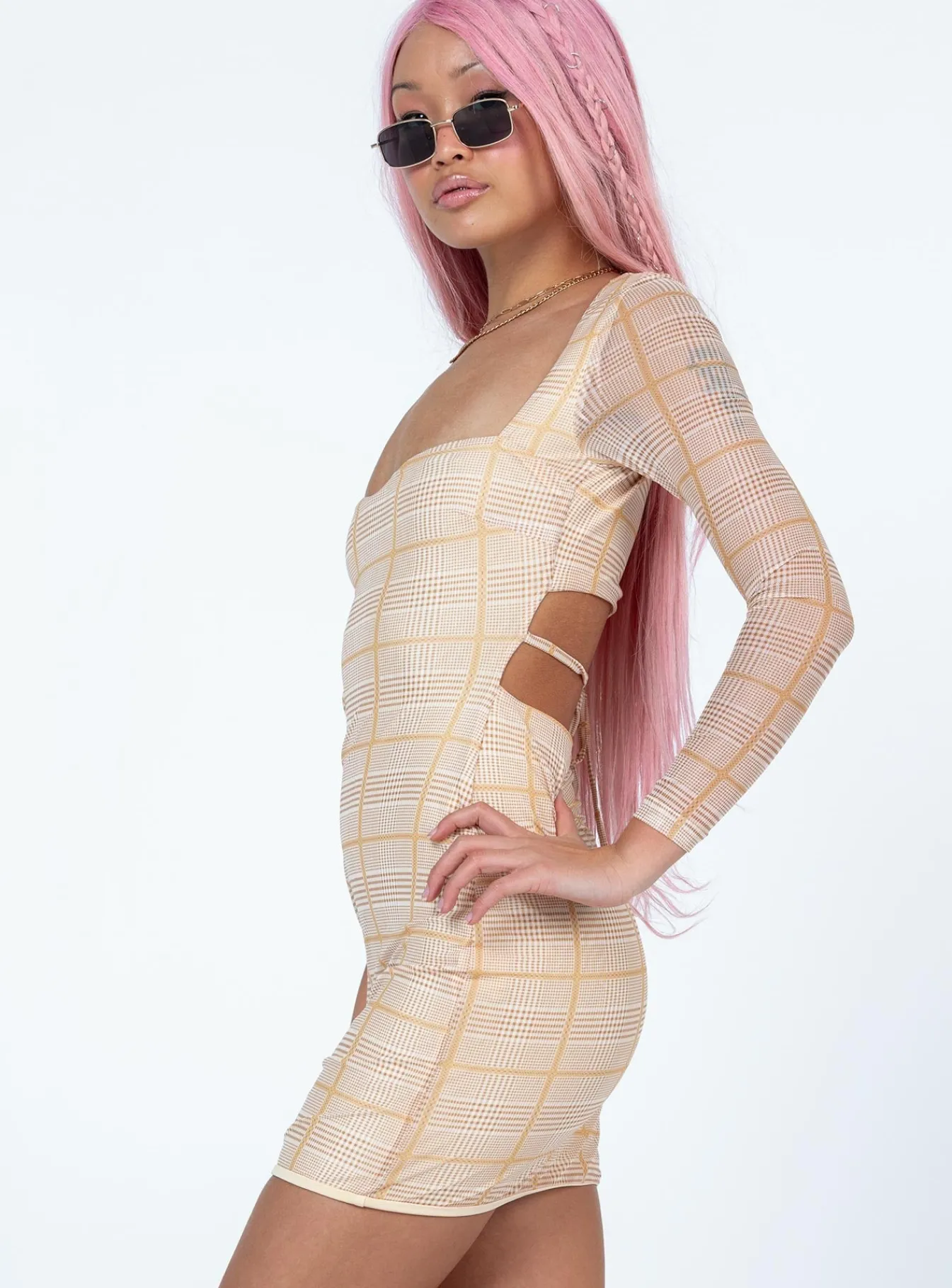 Princess Polly Nolan Mini Dress Beige Best Sale
