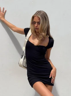 Princess Polly Nolan Short Sleeve Mini Dress  Black Shop