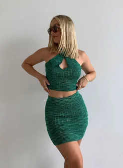 Princess Polly Nora Knit Set  Green Hot