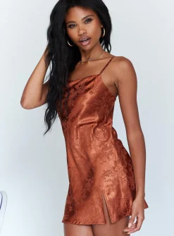 Princess Polly Norman Mini Dress  Rust Flash Sale