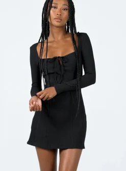 Princess Polly Normandy Long Sleeve Mini Dress  Black Outlet