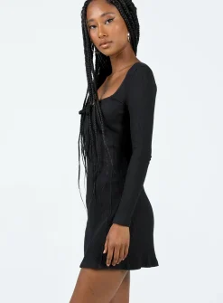 Princess Polly Normandy Long Sleeve Mini Dress  Black Outlet