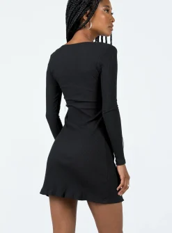 Princess Polly Normandy Long Sleeve Mini Dress  Black Outlet
