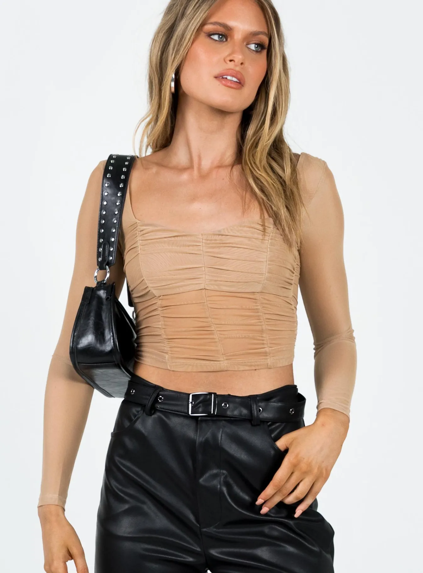 Princess Polly Norwood Long Sleeve Top Beige Cheap