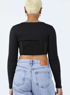 Princess Polly Not Your Baby Long Sleeve Top Black Hot