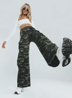 Princess Polly Now You See Me Pants Camouflage   Green Discount