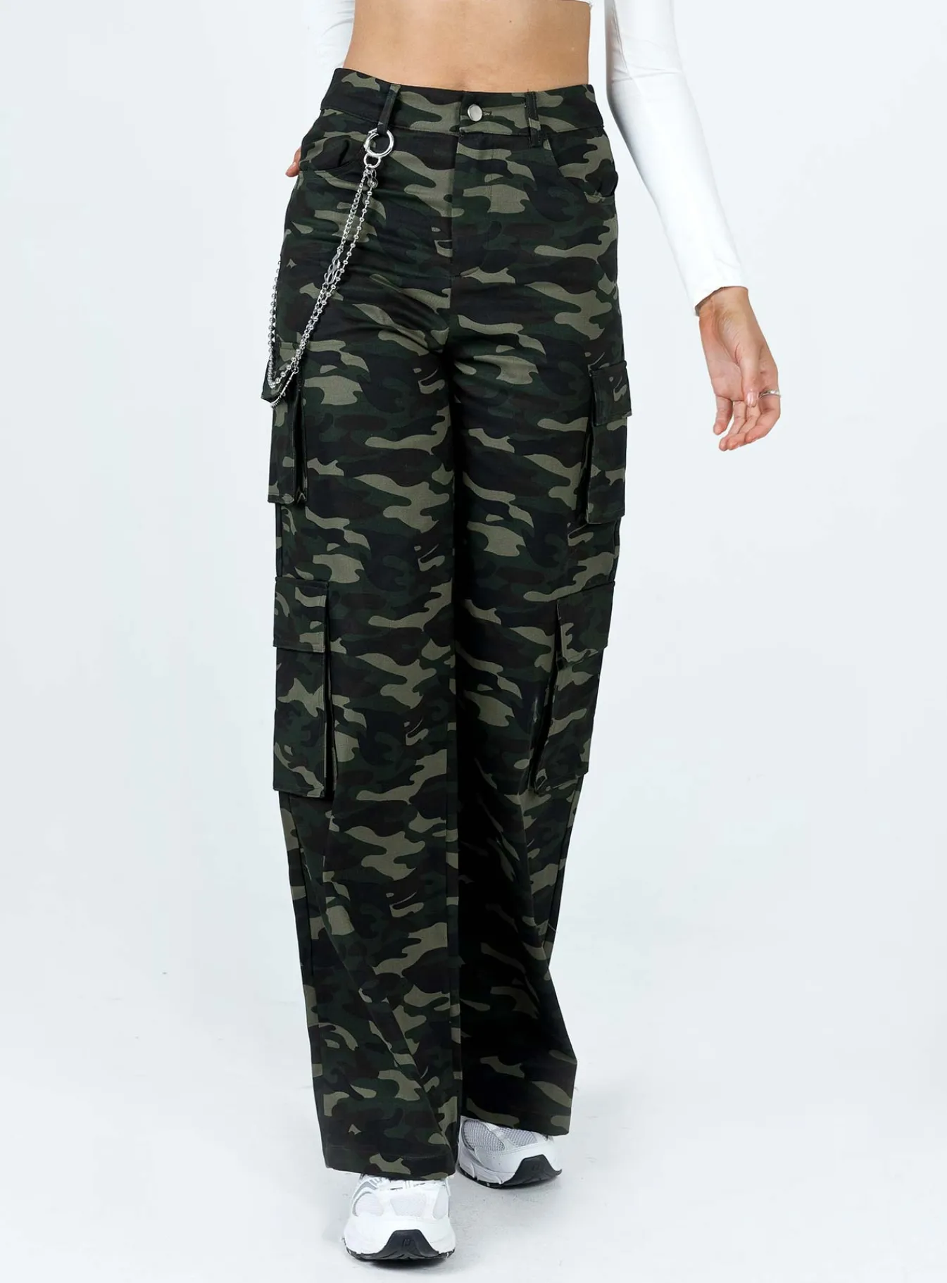 Princess Polly Now You See Me Pants Camouflage Green Discount