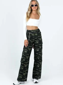 Princess Polly Now You See Me Pants Camouflage Green Discount