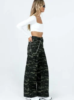 Princess Polly Now You See Me Pants Camouflage Green Discount