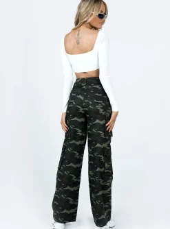 Princess Polly Now You See Me Pants Camouflage Green Discount