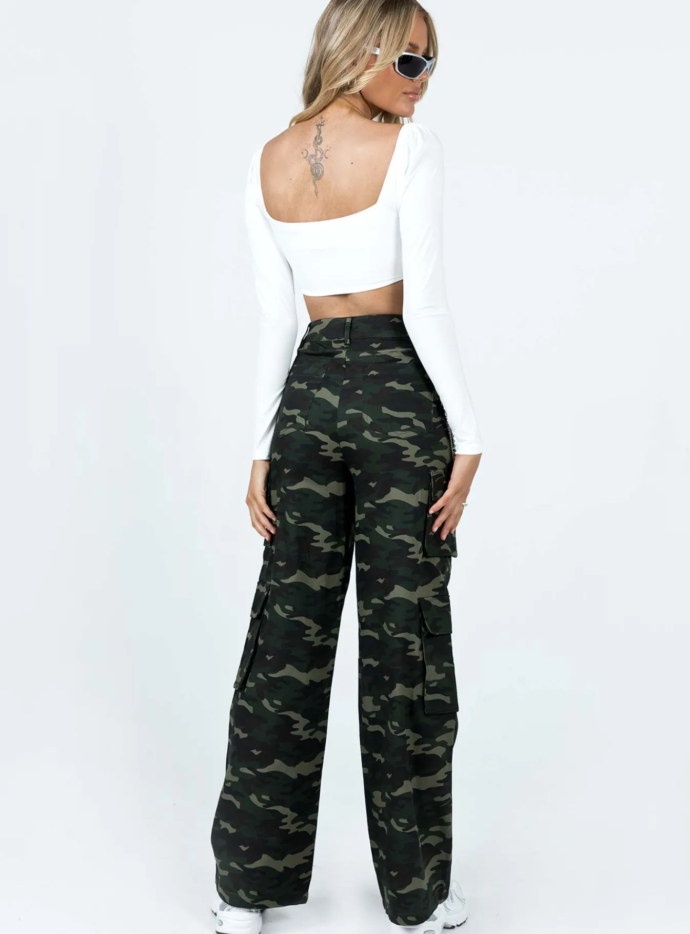 Princess Polly Now You See Me Pants Camouflage Green Discount